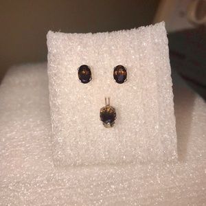 Smokey Quartz Earring/Pendant Set Silver